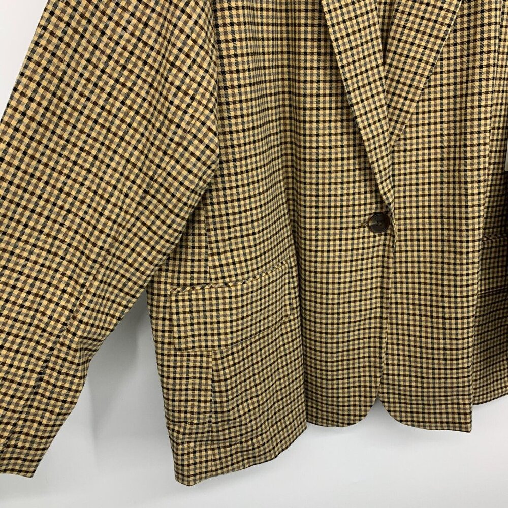 a.n.a Blazer Brown Gingham Plaid Single Button Front NWT - Picture 3 of 10